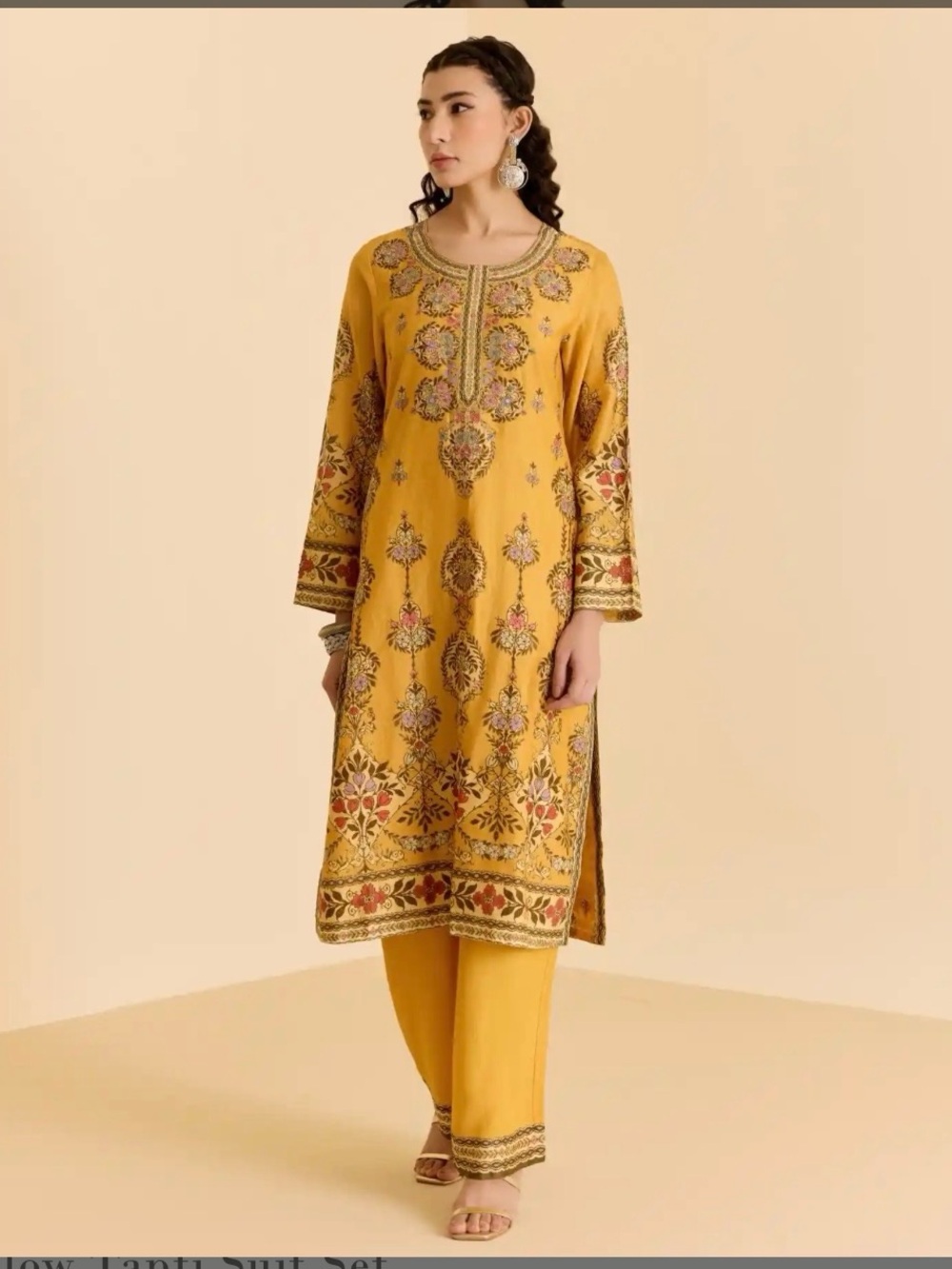 Ritu Kumar Yellow Tapti Suit Set, Medium NWT